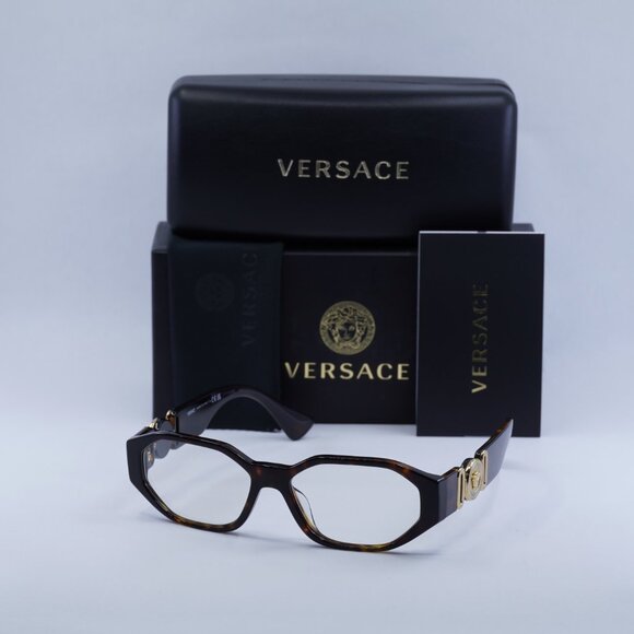 Versace VE3320U 108 Geometric Eyeglasses 56mm - Dark Havana - Picture 5 of 11